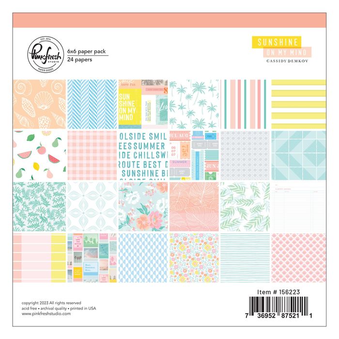 Pinkfresh Studio Double-Sided Paper Pack 6"X6" 24/Pkg-Sunshine On My Mind