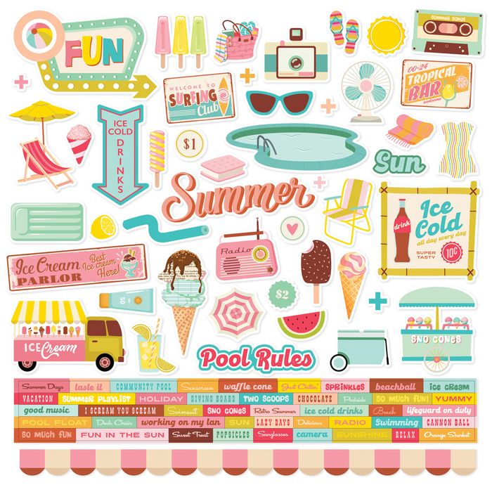 Simple Stories - Retro Summer - Cardstock Stickers