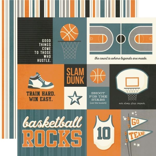 Simple Stories Basketball Elements DS Paper (1 Sheet)