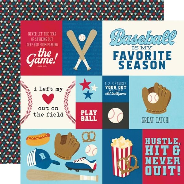 Simple Stories Baseball Elements DS Paper (1 Sheet)