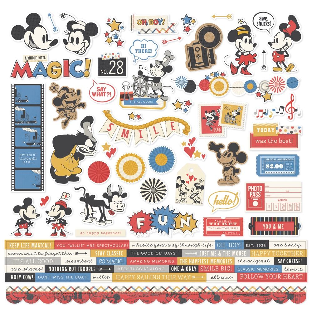 Simple Stories Say Cheese Classic Mouse 12"X12" Cardstock Stickers