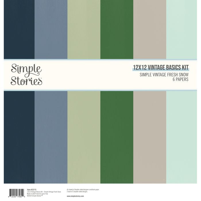 Simple Stories - Simple Vintage Fresh Snow 12x12 Vintage Basics Kit