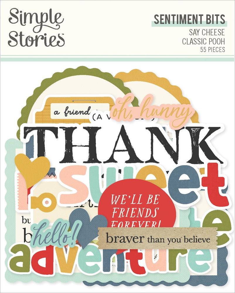 Say Cheese Classic Pooh Bits & Pieces 55/Pkg-Sentiment