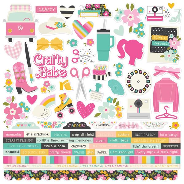 Simple Stories Crafty Babe 12"X12" Cardstock Stickers