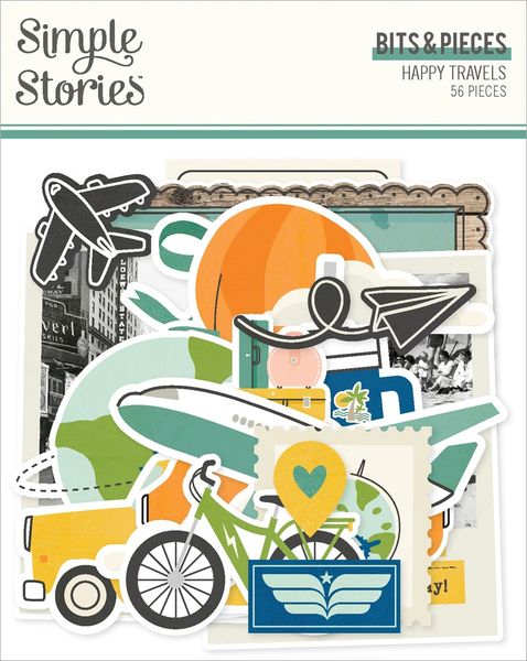 Simple Stories Happy Travels Bits & Pieces, 56/Pkg