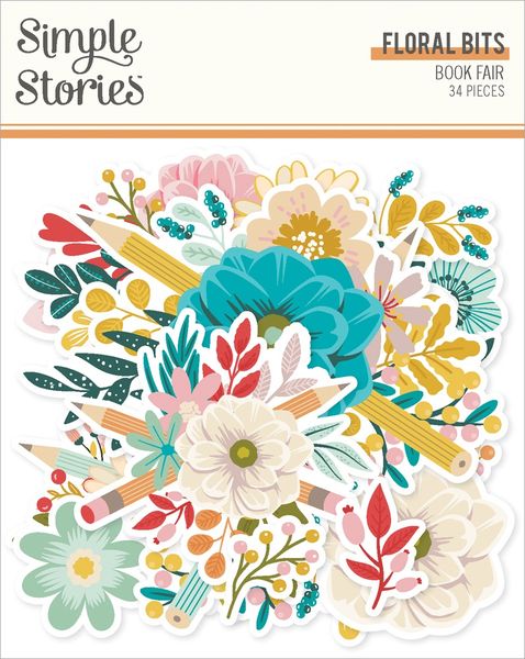 Simple Stories Book Fair Floral Bits & Pieces, 34/Pkg