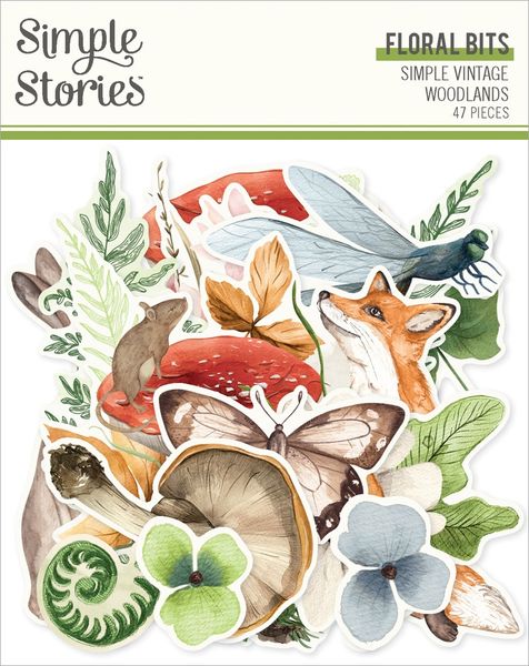 Simple Stories Simple Vintage Woodlands Floral Bits & Pieces, 34/Pkg