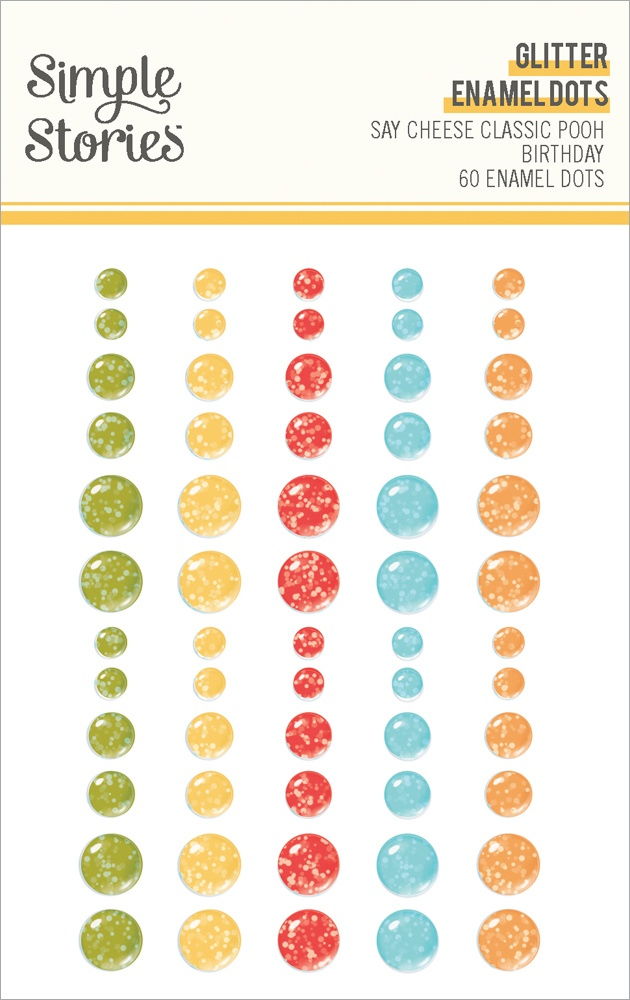 Simple Stories Glitter Enamel Dots 60/Pkg-Say Cheese Classic Pooh Birthday