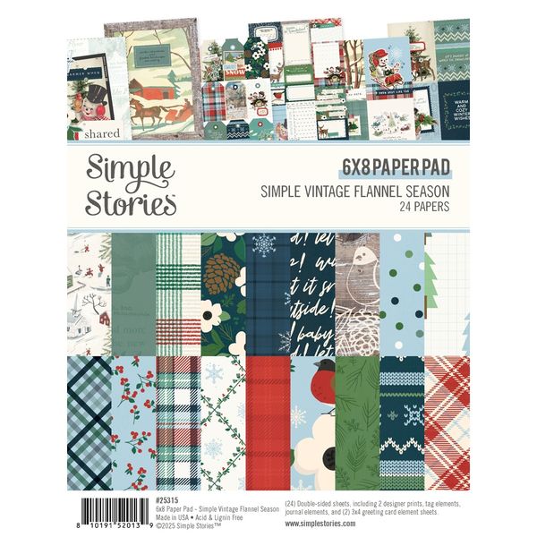 Simple Stories Simple Vintage Flannel Season 6"X8" Double-Sided Paper Pad, 24 sheets/pkg.