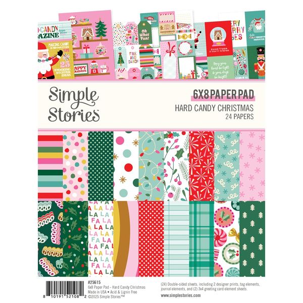 Simple Stories Hard Candy Christmas 6"X8" Double-Sided Paper Pad, 24 sheets/pkg.