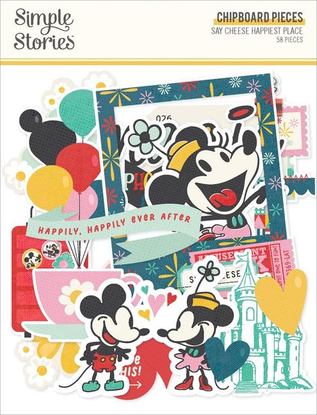 Simple Stories Chipboard-Say Cheese Happiest Place