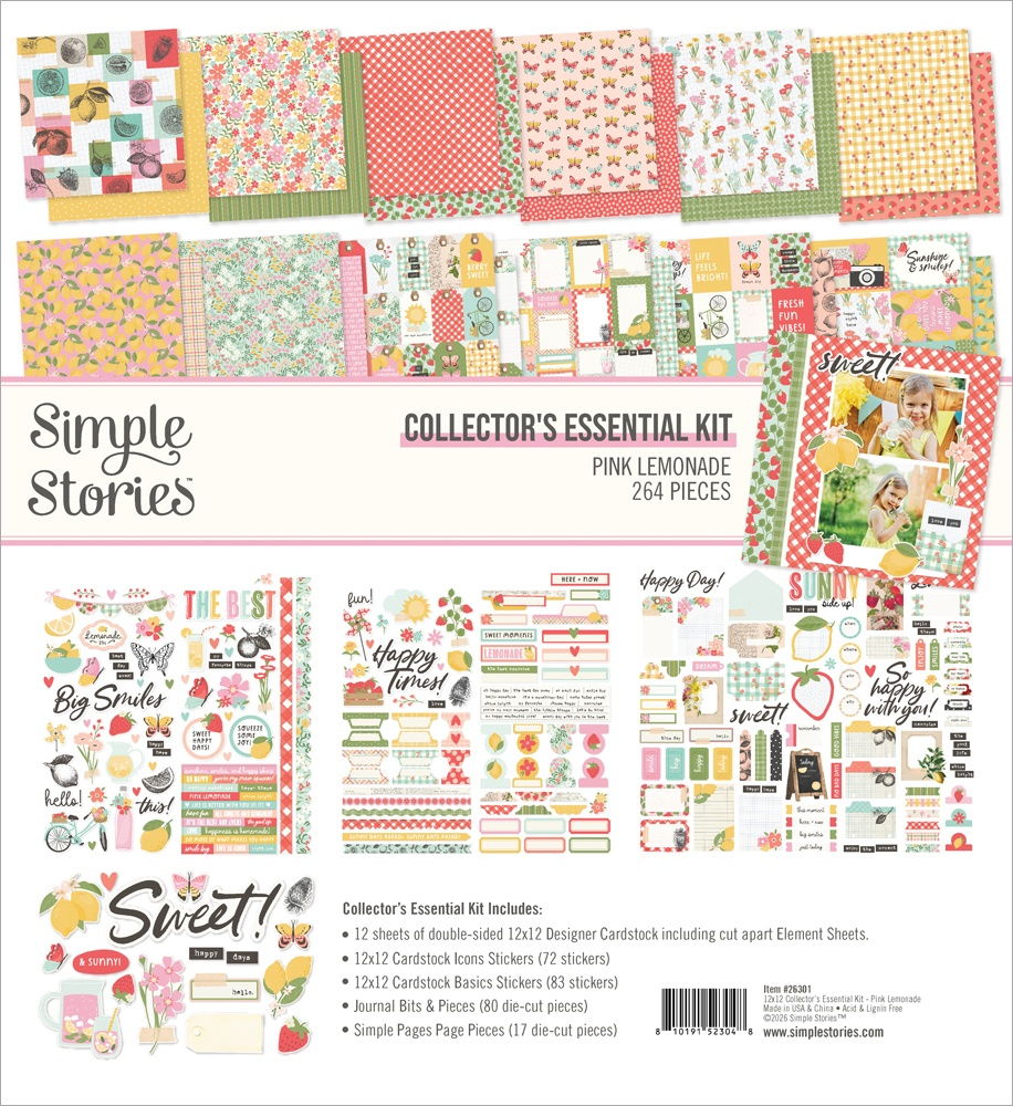 Simple Stories Collector's Essential Kit 12"X12"-Pink Lemonade