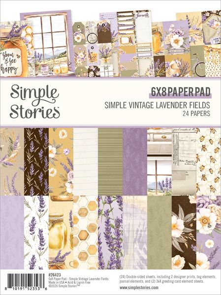 Simple Stories Paper Pad 6"X8"-Simple Vintage Lavender Fields