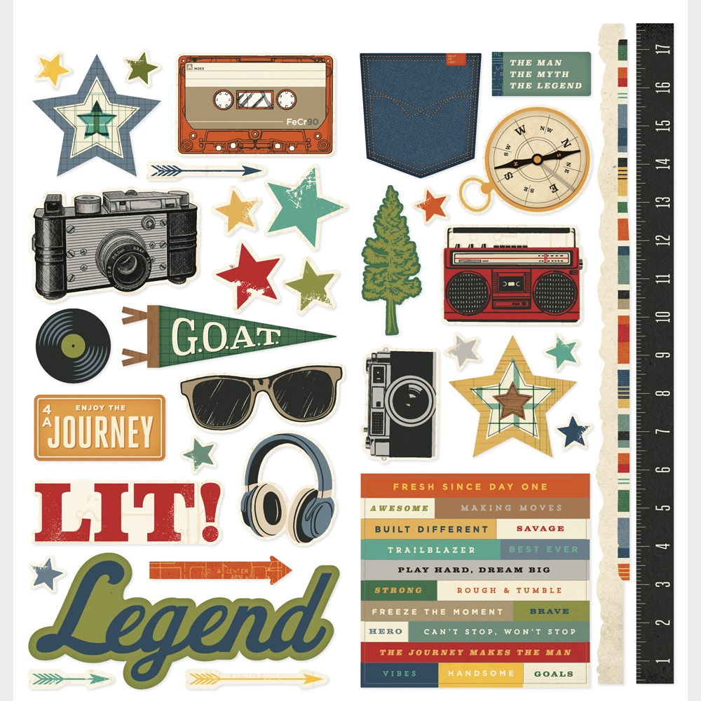 Simple Stories Icon Cardstock Stickers 12"X12"-Rustic Legend
