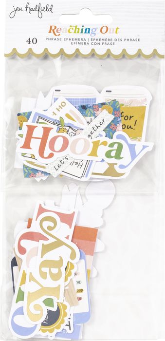 Jen Hadfield Reaching Out Ephemera Cardstock Die-Cuts-Phrase W/Gold Foil Accents