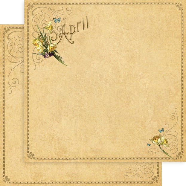Graphic 45 Place In Time: April Foundation 12x12 DS Paper (1 Sheet)
