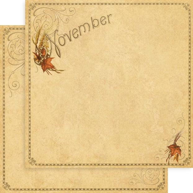 Graphic 45 Place In Time: November Foundation 12x12 DS Paper (1 Sheet)