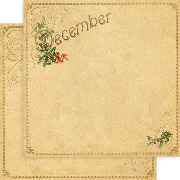 Graphic 45 Place In Time: December Foundation 12x12 DS Paper (1 Sheet)