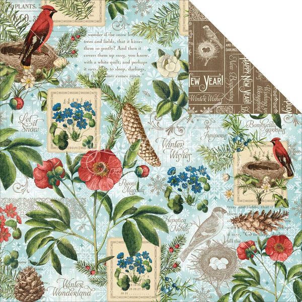 Graphic 45 Time to Flourish: January Flourish 12x12 DS Paper (1 Sheet)