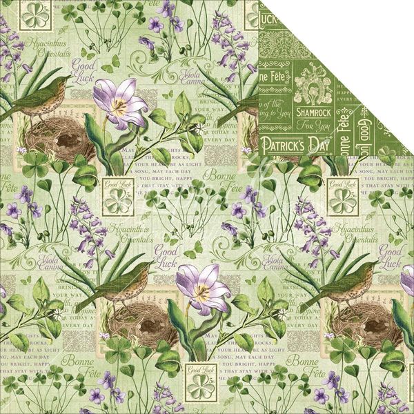 Graphic 45 Time to Flourish: March Flourish 12x12 DS Paper (1 Sheet)