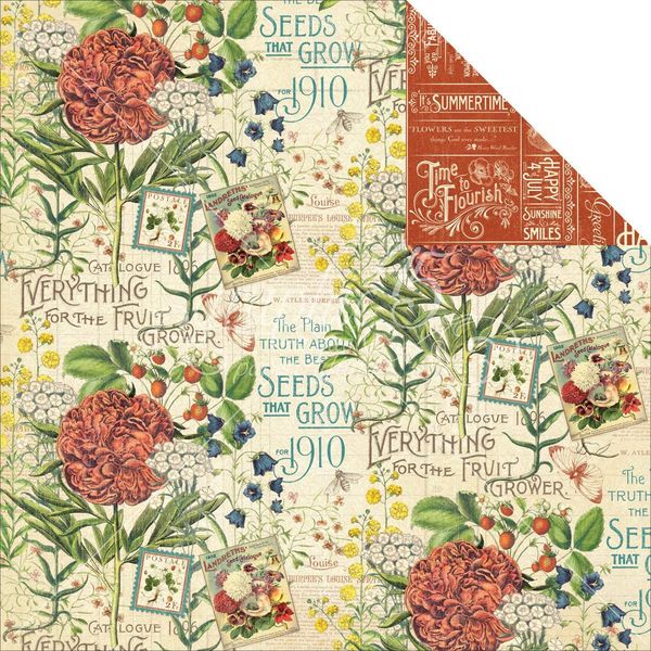 Graphic 45 Time to Flourish: July Flourish 12x12 DS Paper (1 Sheet)