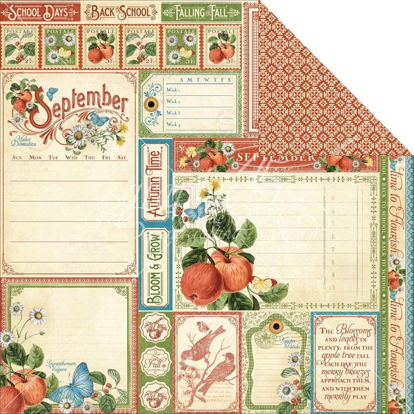 Graphic 45 Time to Flourish: September Cut Apart 12x12 DS Paper (1 Sheet)
