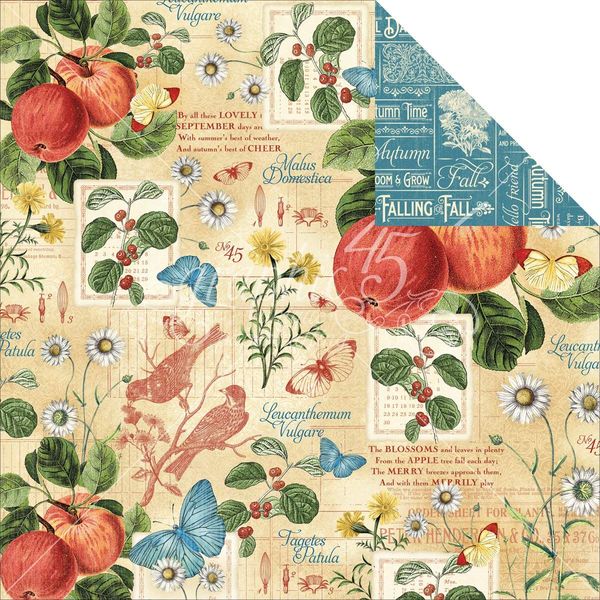 Graphic 45 Time to Flourish: September Flourish 12x12 DS Paper (1 Sheet)