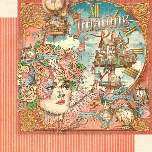 Graphic 45 Imagine: Graphic 45 Imagine 12x12 DS Paper (1 Sheet)
