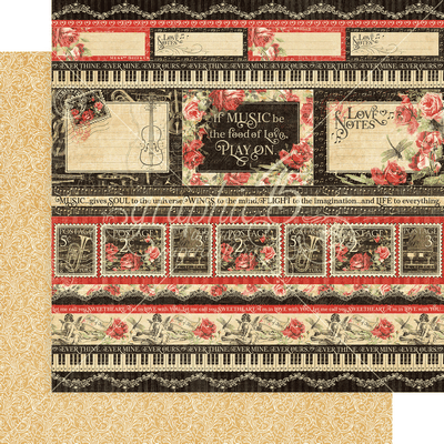 Graphic 45 Love Notes: Poetic Postage 12x12 DS Paper (1 Sheet)
