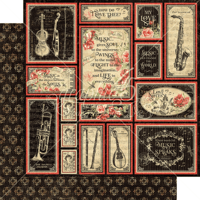 Graphic 45 Love Notes: Lovely Lyrics 12x12 DS Paper (1 Sheet)