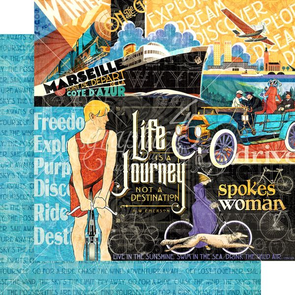 Graphic 45 Life's A Journey: Graphic 45 Life's A Journey 12x12 DS Paper