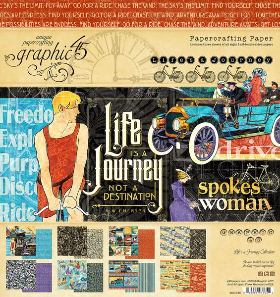 Graphic 45 Life's a Journey: 8x8 Paper Pad