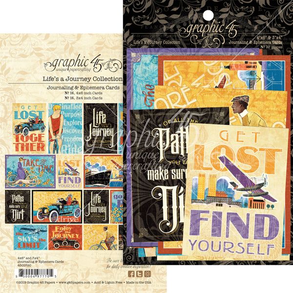 Graphic 45 Life's a Journey Ephemera & Journaling Cards