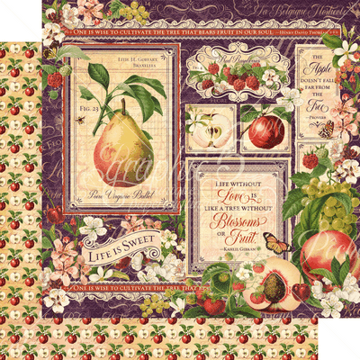 Graphic 45 Fruit & Flora: Fruit & Flora 12x12 DS Paper (1 Sheet)
