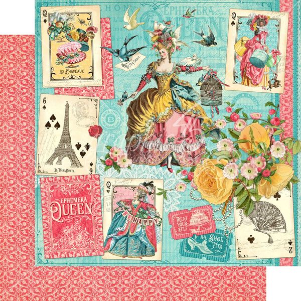 Graphic 45 Ephemera Queen: Ephemera Queen 12x12 DS Paper (1 Sheet)