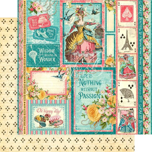Graphic 45 Ephemera Queen: Oh Happy Day 12x12 DS Paper (1 Sheet)