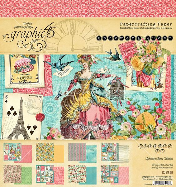 Graphic 45 Ephemera Queen: 8x8 Paper Pad
