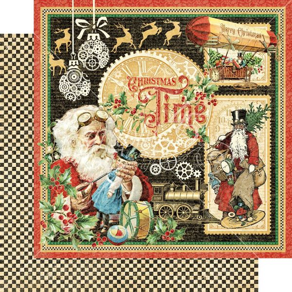 Graphic 45 Christmas Time: Christmas Time 12x12 DS Paper (1 Sheet)
