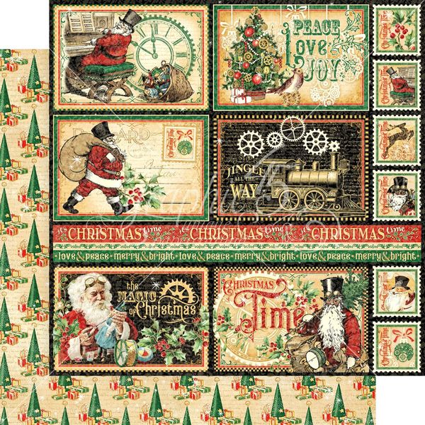 Graphic 45 Christmas Time: North Pole Express 12x12 DS Paper (1 Sheet)