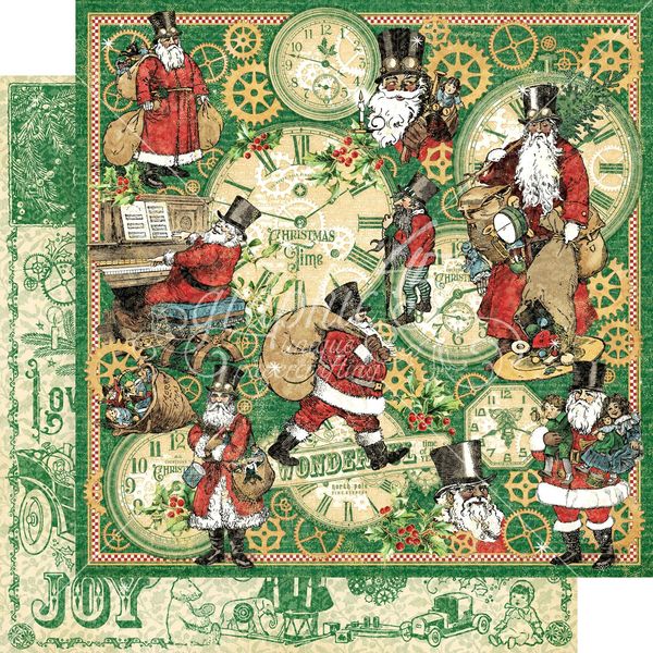 Graphic 45 Christmas Time: Here Comes Sant Claus 12x12 DS Paper (1 Sheet)