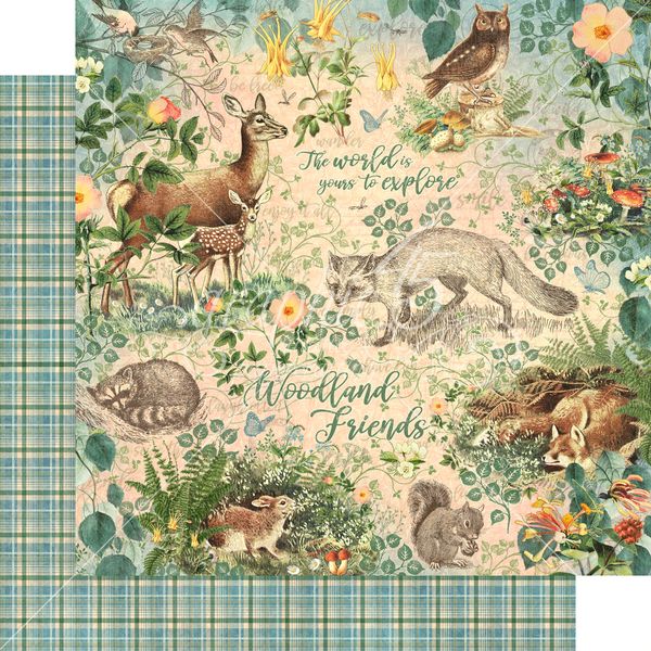 Graphic 45 Woodland Friends: Woodland Friends 12x12 DS Paper (1 Sheet)