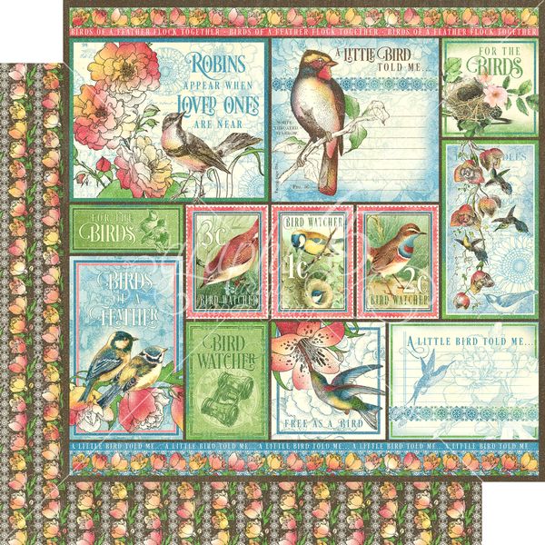 Graphic 45 Bird Watcher: Look Up! 12x12 DS Paper (1 Sheet)