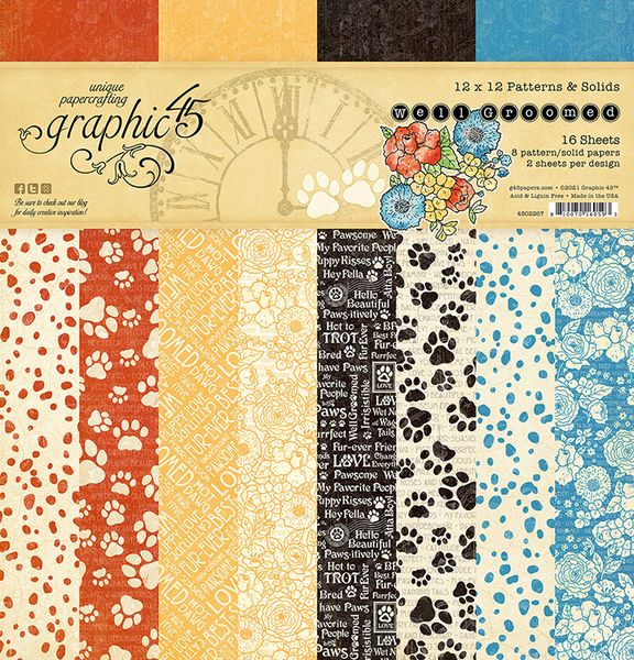 Graphic 45 Well Groomed 12x12 Patterns & Solids Collection Pack