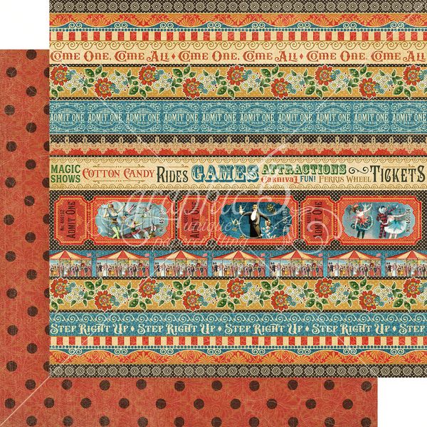 Graphic 45 Come One, Come All:Get Your Ticket 12x12 DS Paper (1 Sheet)