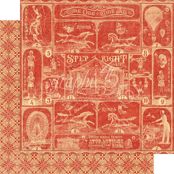 Graphic 45 Come One, Graphic 45 Come All: Step Right 12x12 DS Paper (1 Sheet)