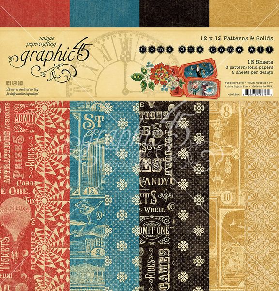 Graphic 45 Come One, Come All 12x12 Patterns & Solids Collection Pack