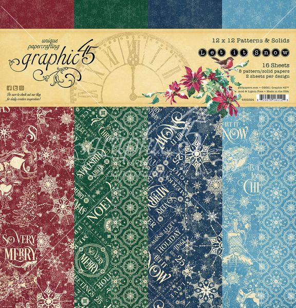 Graphic 45 Let it Snow 12x12 Patterns & Solids Collection Pack