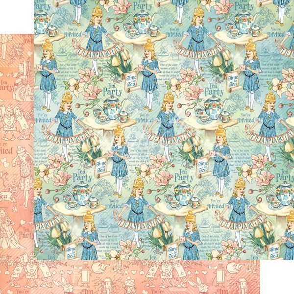 Graphic 45 Alice's Tea Party: Precocious 12x12 DS Paper (1 Sheet)