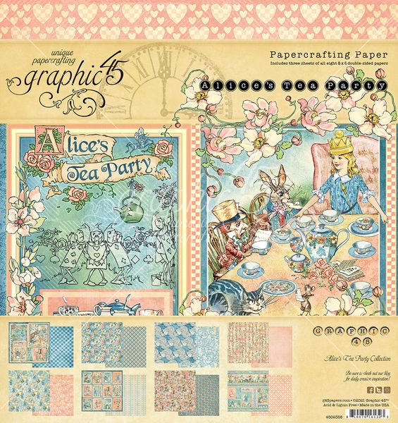 Graphic 45 Alice's Tea Party: 8x8 Pad
