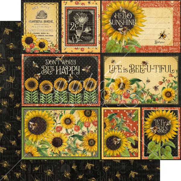 DISC Graphic 45 Let It Bee Collection: Busy Bee 12x12 DS Paper (1 Sheet)